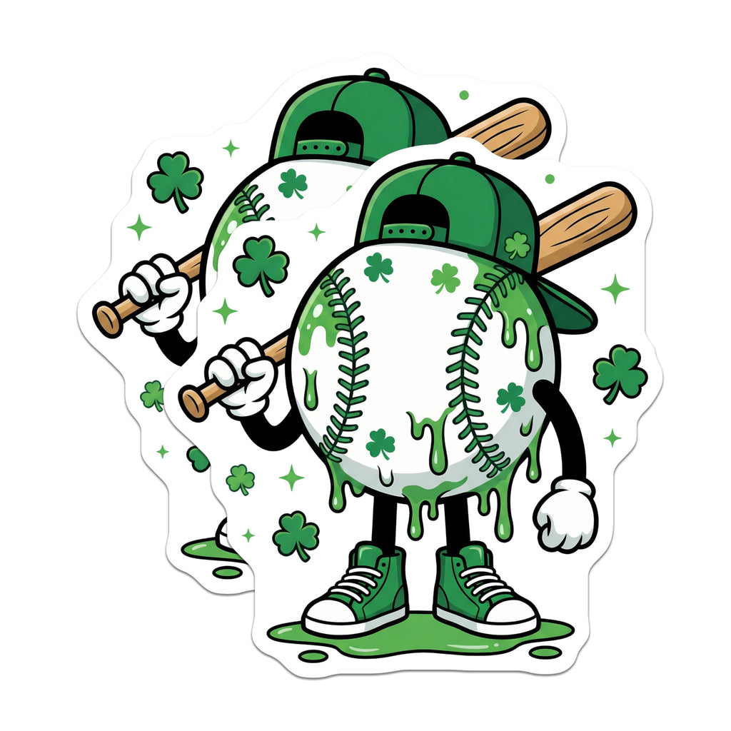 (2 Pack) Baseball Shamrock Magnets - St Patricks Day - Baseball Player Locker Accessories - 5" On Longest Side - Premium Magnet - for Cars, Refrigerators, Toolboxes, Lockers - Made in USA - MAG17138