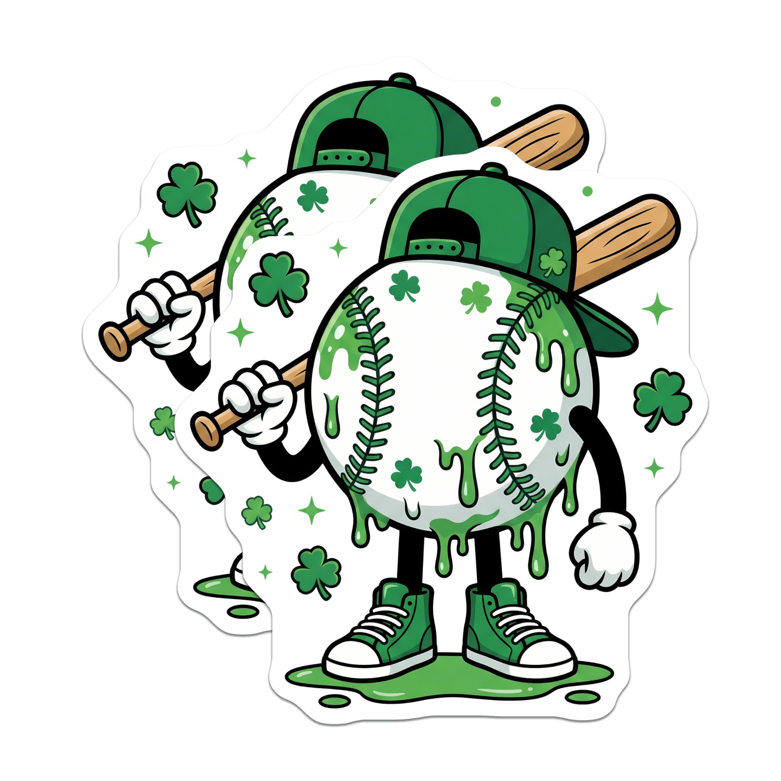 (2 Pack) Baseball Shamrock Magnets - St Patricks Day - Baseball Player Locker Accessories - 5" On Longest Side - Premium Magnet - for Cars, Refrigerators, Toolboxes, Lockers - Made in USA - MAG17138