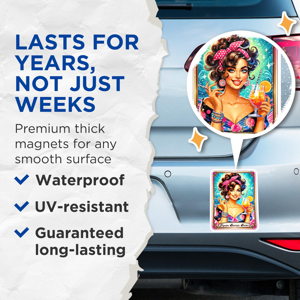 (2 Pack) Tequila Sunrise Magnets - Happy Hour Cocktail Lady - Retro Bar Kitchen Refrigerator Decor - Pin Up Style Drink Art - 5 Inches On Longest Side - Thick Durable Magnet - Made in USA - MAG20305