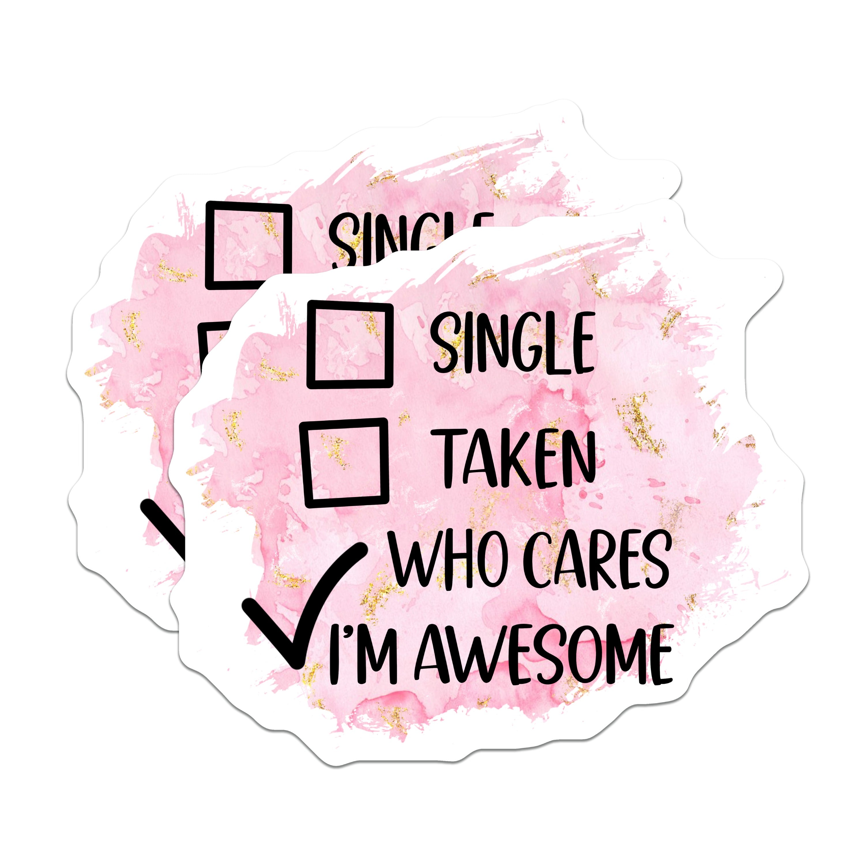 (2 Pack) Who Cares I'm Awesome Magnets - Funny Single Taken Humor - Self Love Confidence Refrigerator Decor - 5 Inches On Longest Side - Thick Durable Magnet - Made in USA - MAG36679