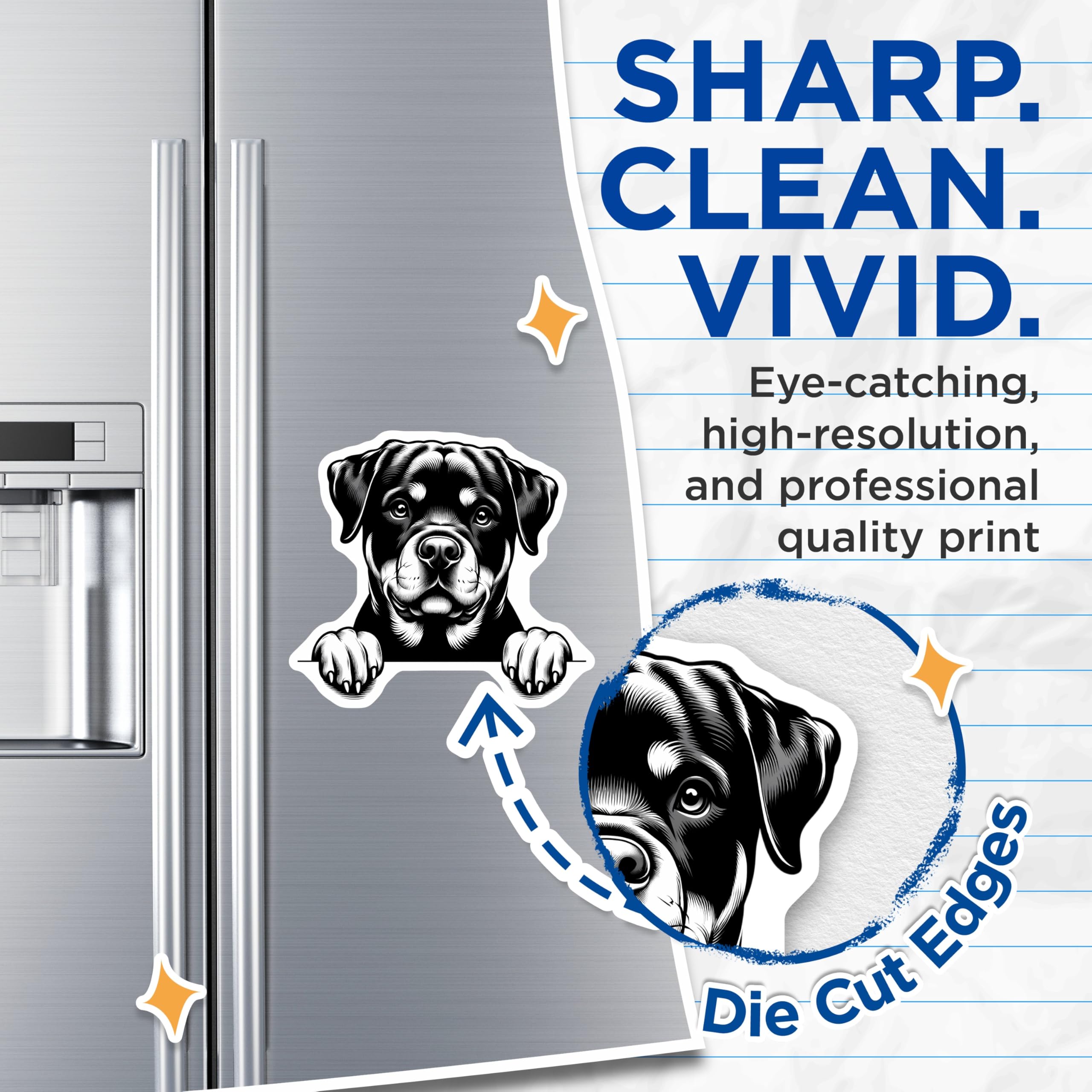(2 Pack) Rottweiler Magnets - Dog Lover Decor - Fridge Magnets Cute - Pet Breed Home Decor - 5" On Longest Side - Premium Magnet - for Cars, Refrigerators, Toolboxes, Lockers - Made in USA - MAG16117