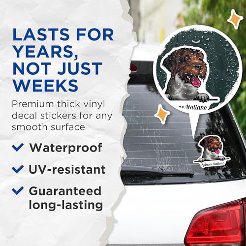 (2 Pack) Spinone Italiano Dog Stickers - Cute Dog Breed Decal - Adorable Pet Stickers - 5" On Longest Side - Sticks to Smooth Flat Surfaces - Made in USA - BMCS4226