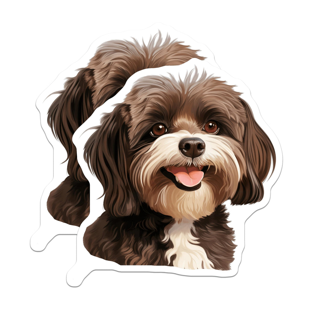 (2 Pack) Cute Fluffy Dog Magnets - Pet Portrait Illustration - Dog Mom Kitchen Decor - 5 Inches On Longest Side - Thick Durable Magnet - Made in USA - MAG26879