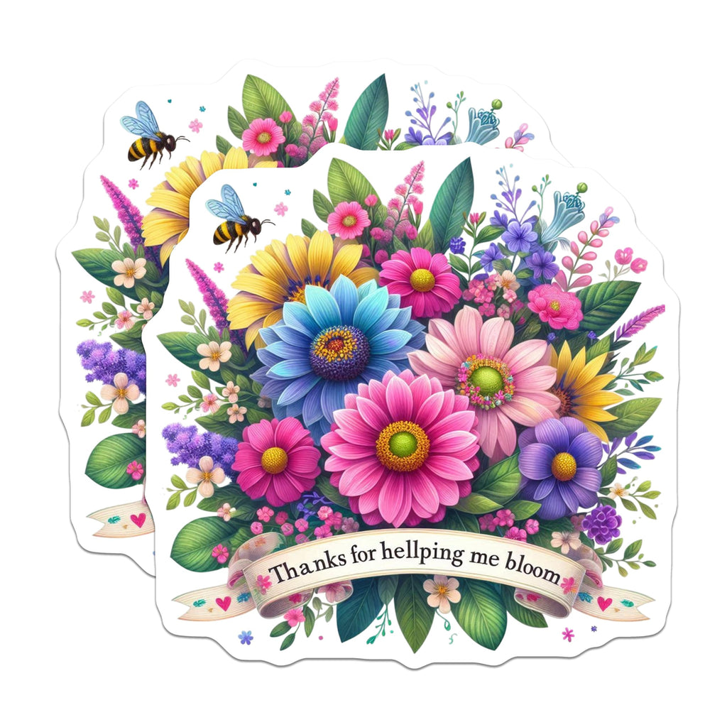 (2 Pack) Floral Thanks Magnets - Flower Bouquet Refrigerator Magnets - Appreciation Magnets - 5" On Longest Side - Premium Magnet - for Cars, Refrigerators, Toolboxes, Lockers - Made in USA - MAG16143