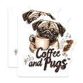 (2 Pack) Coffee and Pugs Stickers - Dog Lover Stickers - Cute Puppy Sticker - 5" On Longest Side - Sticks to Smooth Flat Surfaces - Made in USA - BMCS5107