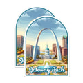 (2 Pack) Gateway Arch National Park Bumper Magnet - US National Park - Choose from 63 Parks - 5" On Longest Side - Decal for Car Bumper, Laptop, Water Bottle, Wall, and Window - MAG1516