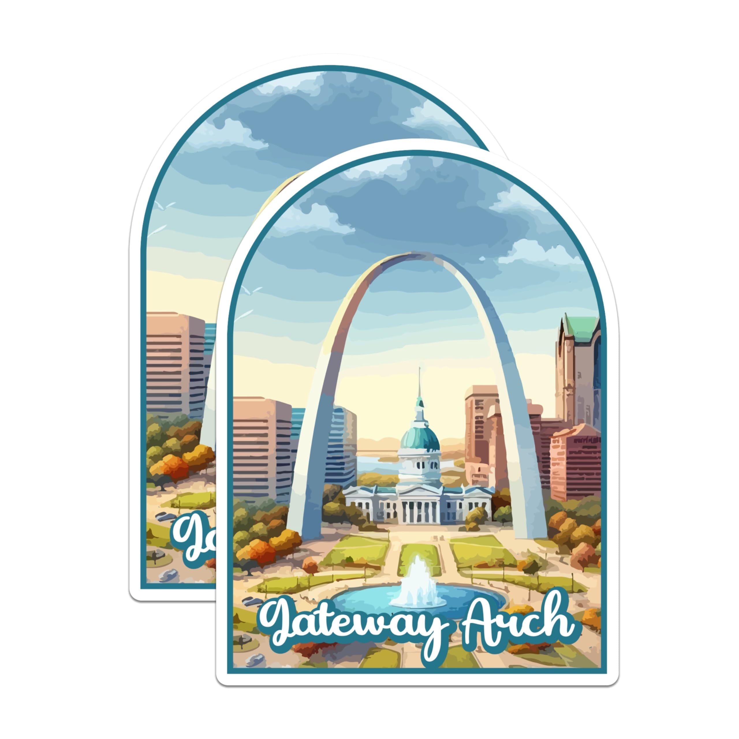(2 Pack) Gateway Arch National Park Bumper Magnet - US National Park - Choose from 63 Parks - 5" On Longest Side - Decal for Car Bumper, Laptop, Water Bottle, Wall, and Window - MAG1516