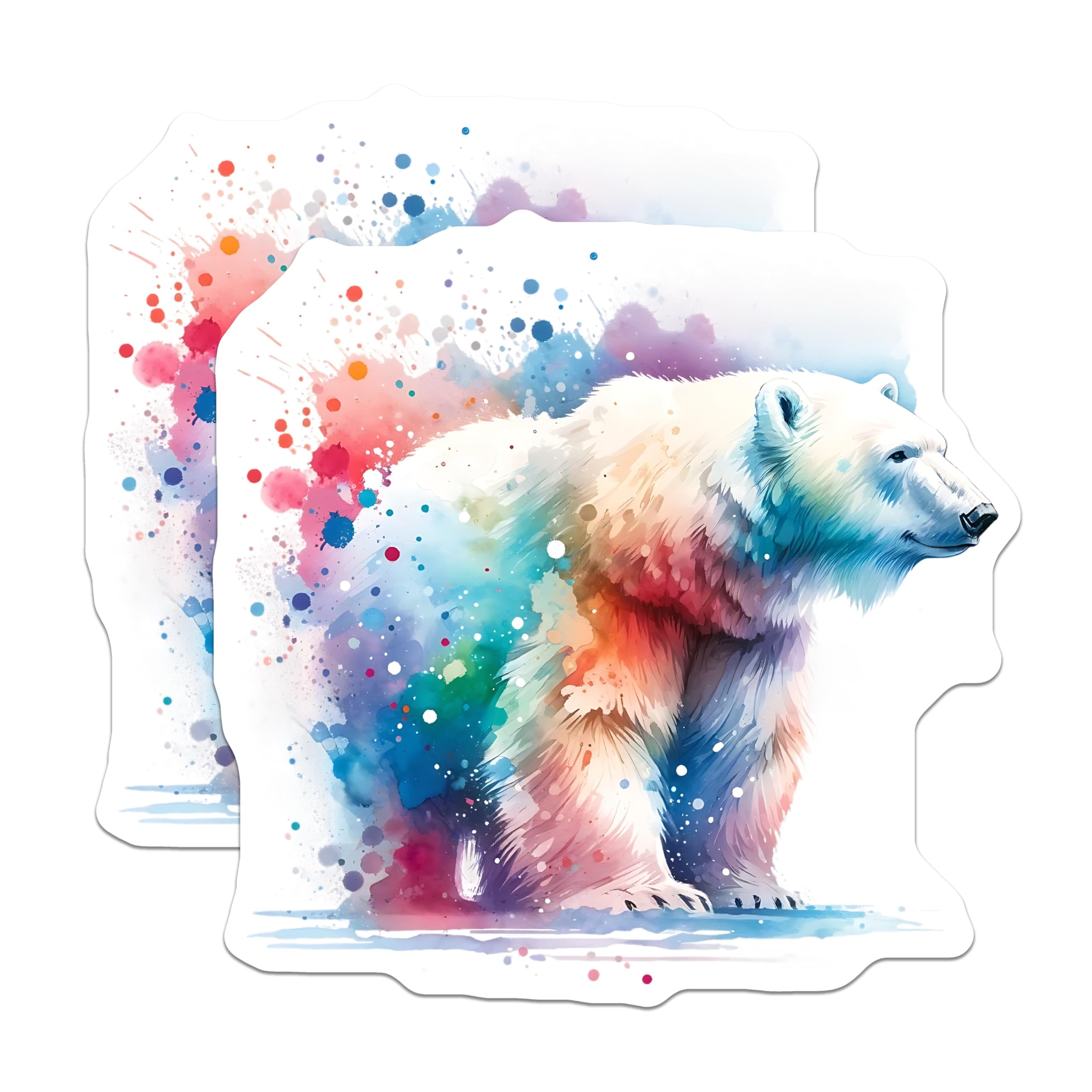 (2 Pack) Polar Bear Magnets - Watercolor Art Magnets - Fridge Magnets - 5" On Longest Side - Premium Magnet - for Cars, Refrigerators, Toolboxes, Lockers - Made in USA - MAG14370