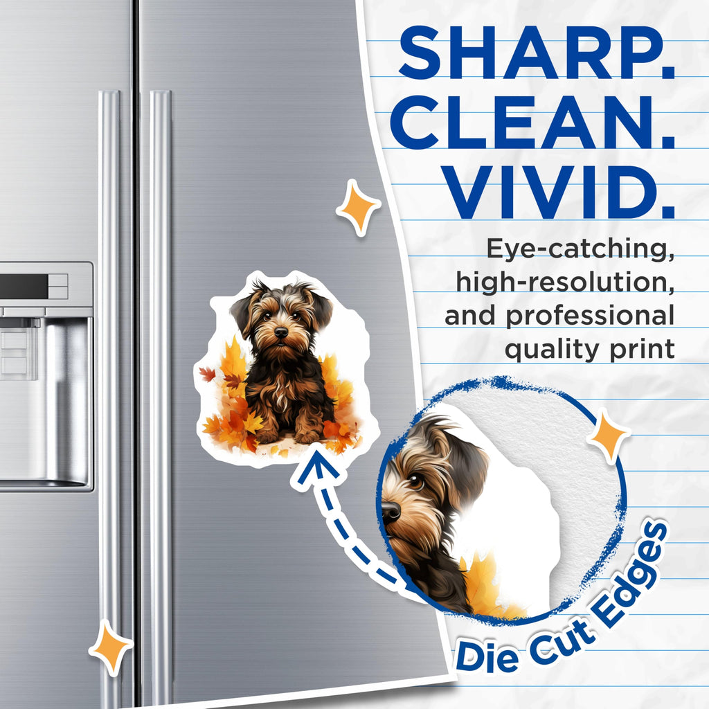 (2 Pack) Cute Yorkie Magnets - Fall Dog Decor - Pet Lover Refrigerator Magnets - 5 Inches On Longest Side - Thick Durable Magnet - Made in USA - MAG26757