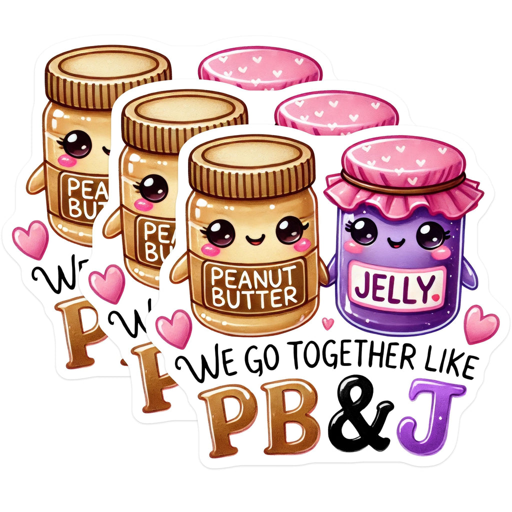 (3 Pack) Peanut Butter Jelly Decals - PB and J - Matching Stickers - 3 Inches On Longest Side - Easy Peel & Apply - Made in USA - 3MCS2321