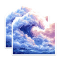 (2 Pack) Cloud Wave Magnets - Dreamy Ocean Seascape - Fantasy Art Fridge Decor - 5 Inches On Longest Side - Thick Durable Magnet - Made in USA - MAG24086