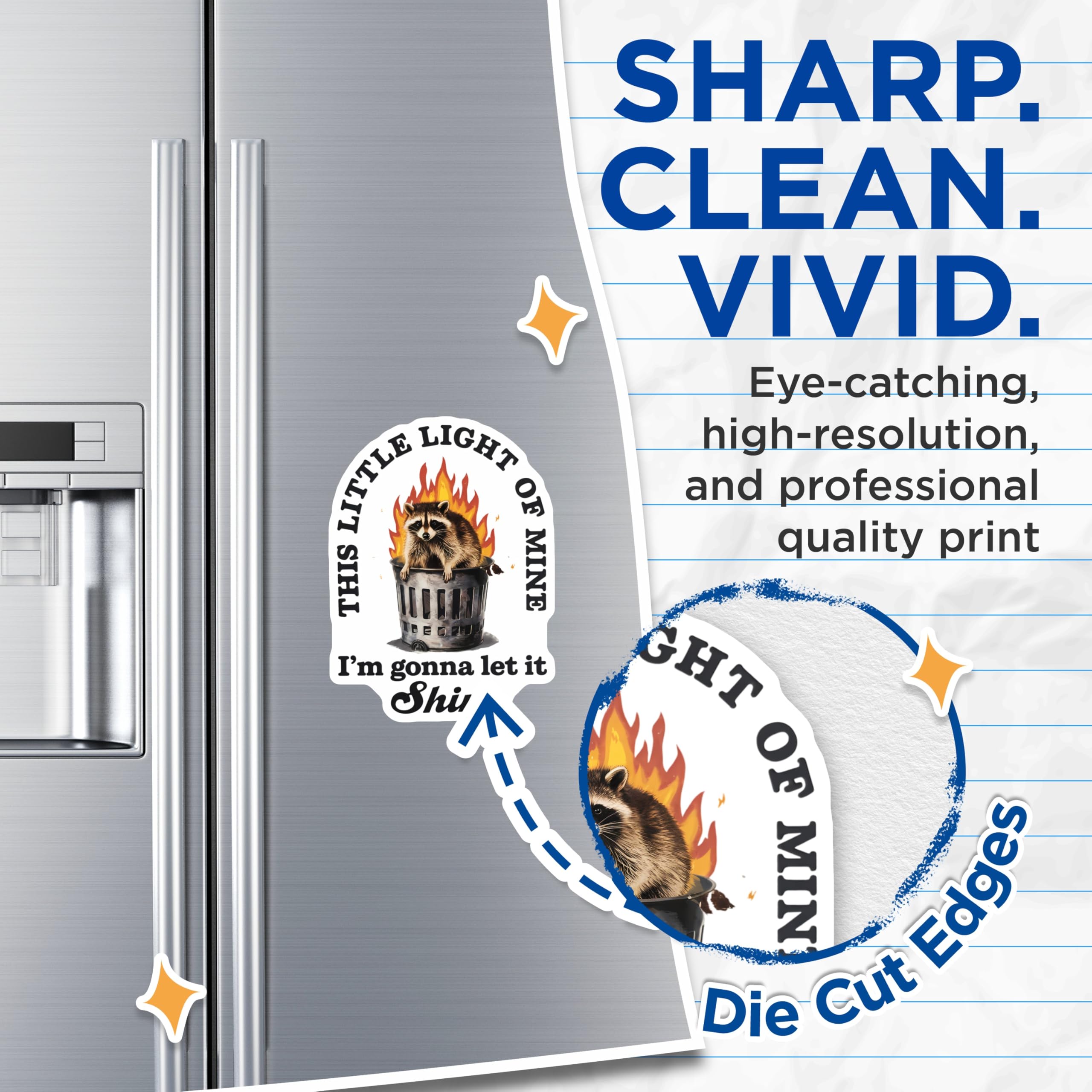 (2 Pack) Raccoon Trash Fire Magnets - This Little Light of Mine - Funny Meme Refrigerator Decor - 5 Inches On Longest Side - Thick Durable Magnet - Made in USA - MAG20799
