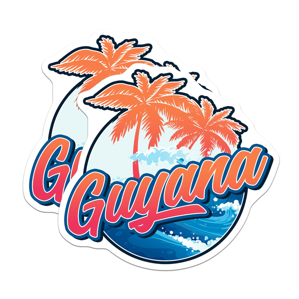 (2 Pack) Guyana Souvenir Magnets - Caribbean Island Decor - Tropical Vacation Magnet - 5" On Longest Side - Premium Magnet - for Cars, Refrigerators, Toolboxes, Lockers - Made in USA - MAG17739