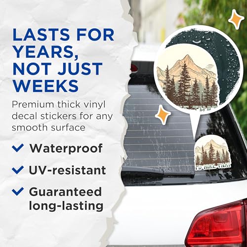 (2 Packs) I'd Hike That Love to Hike Stickers - Hiking Hiker Outdoorsman Decals - 5 Inches On Longest Side - Premium Vinyl Decal - Sticks to Any Smooth Flat Surface - Made in USA - BMCS2482