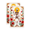 (2 Pack) Floral Skeleton Magnets - Sun Skull Art - Day of the Dead Inspired Decor - Mystical Botanical Magnet - 5 Inches On Longest Side - Thick Durable Magnet - Made in USA - MAG21049