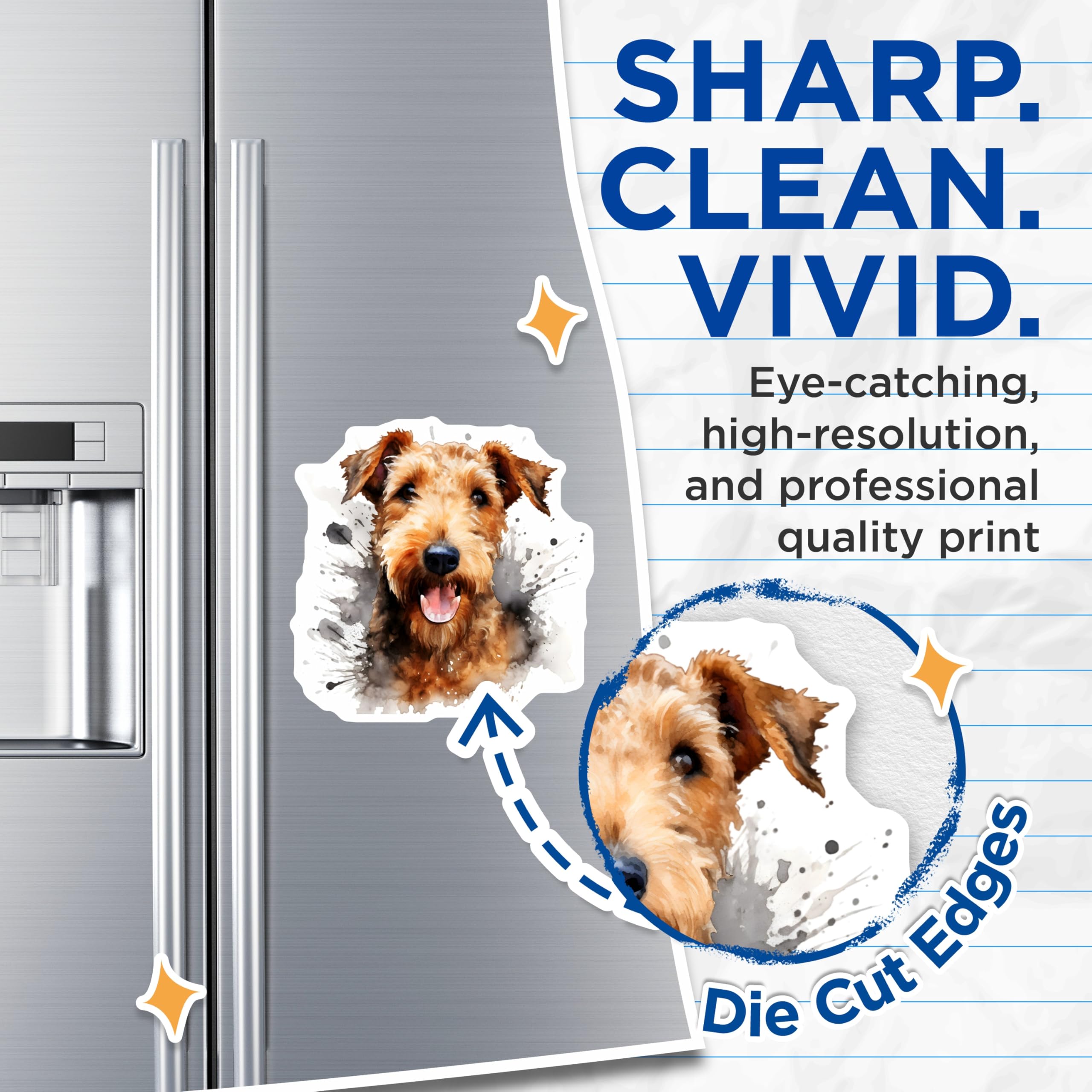 (2 Pack) Airedale Terrier Magnets - Watercolor Dog Decor - Pet Lover Collectibles - 5 Inches On Longest Side - Thick Durable Magnet - Made in USA - MAG28102