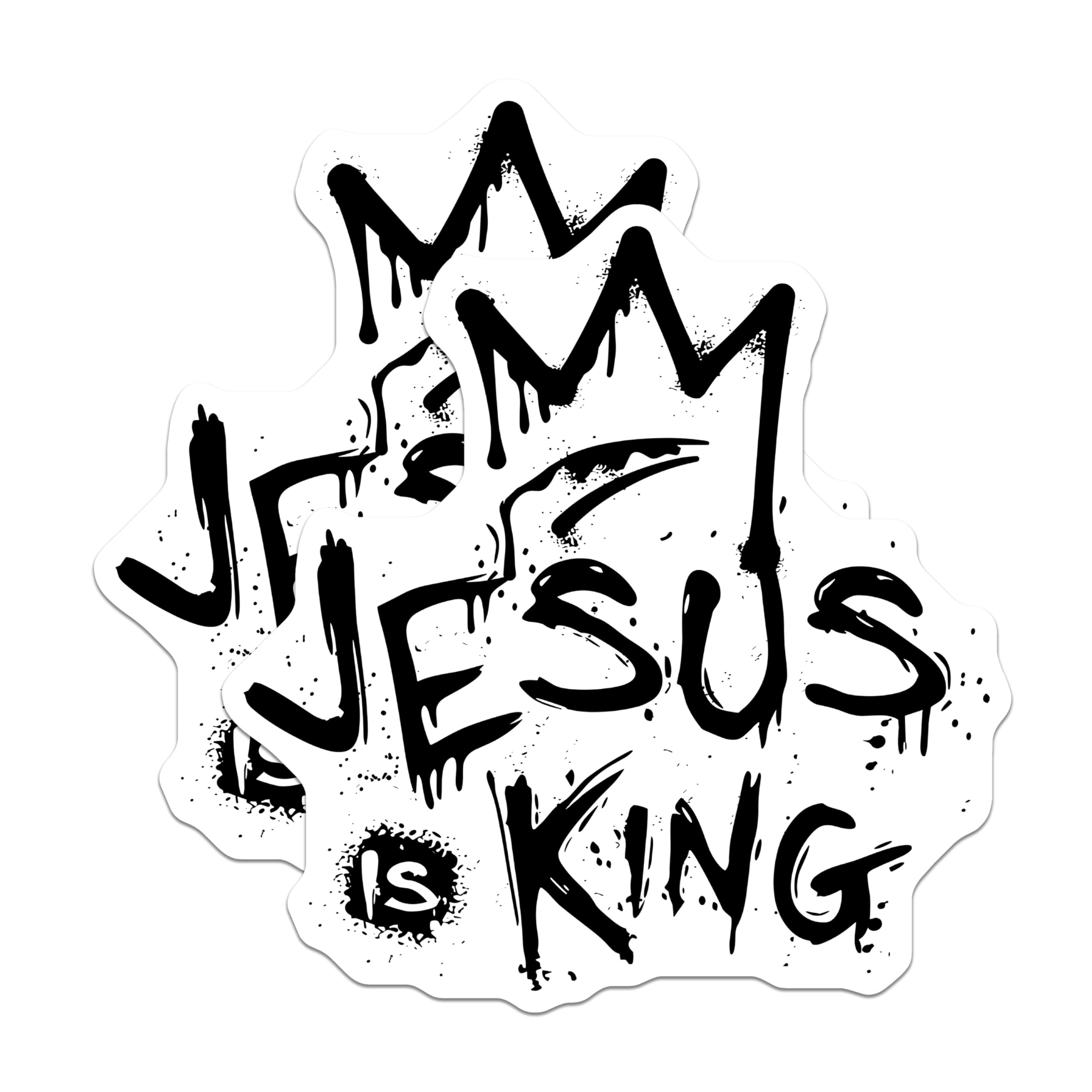 (2 Pack) Jesus is King Magnets - Christian Faith Statement - Religious Crown Decor - Urban Graffiti Art - 5 Inches On Longest Side - Thick Durable Magnet - Made in USA - MAG25651
