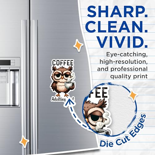 (2 Pack) Coffee Lover Owl Magnets - Funny Adulting Magnets - Cute Coffee Decor Magnets for Kitchen- 5" On Longest Side - for Fridges, Toolboxes, Cars - Made in USA - MAG2779