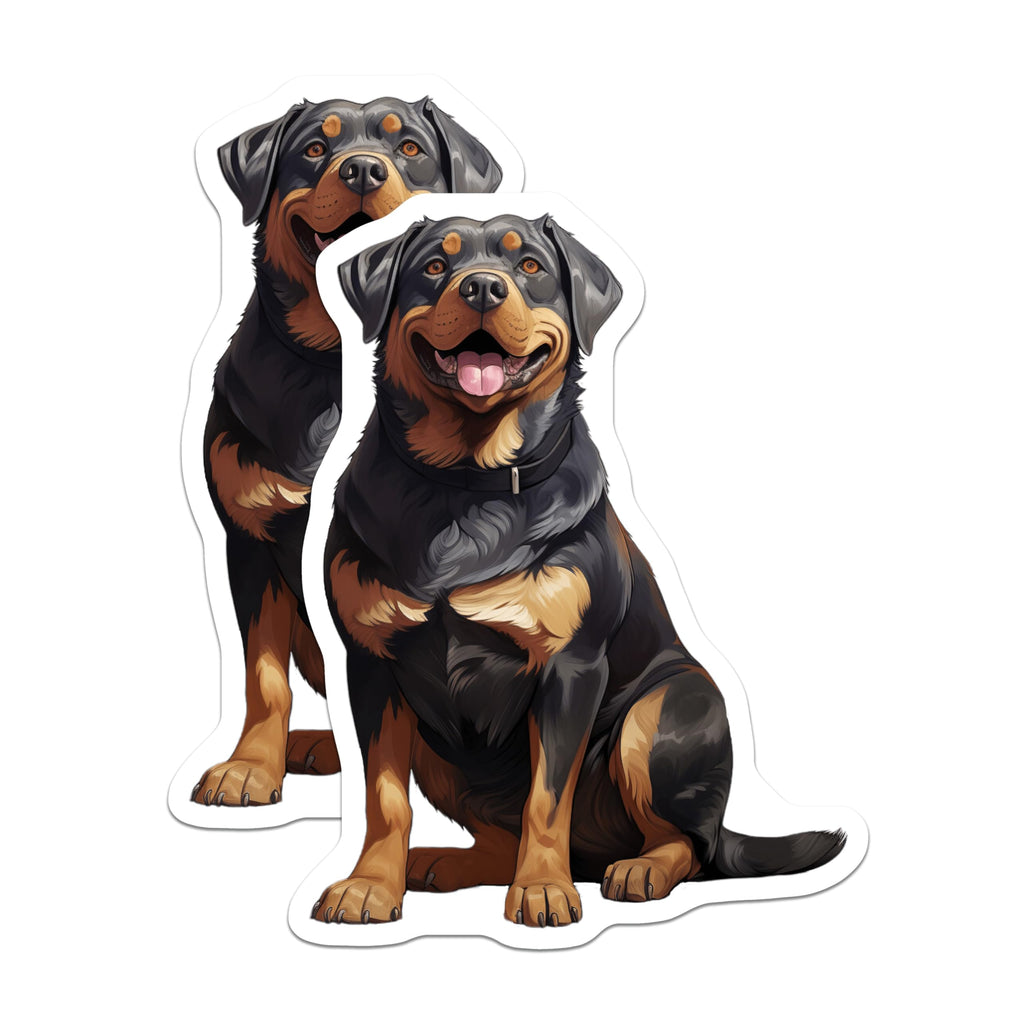 (2 Pack) Rottweiler Dog Magnets - Happy Pet Owner Accessory - Canine Breed Enthusiast Decor - 5 Inches On Longest Side - Thick Durable Magnet - Made in USA - MAG30917