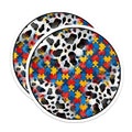 (2 Pack) Autism Awareness Magnets - Neurodiversity Support Decor - Grunge Cow Print Advocacy Item - 5 Inches On Longest Side - Thick Durable Magnet - Made in USA - MAG25090
