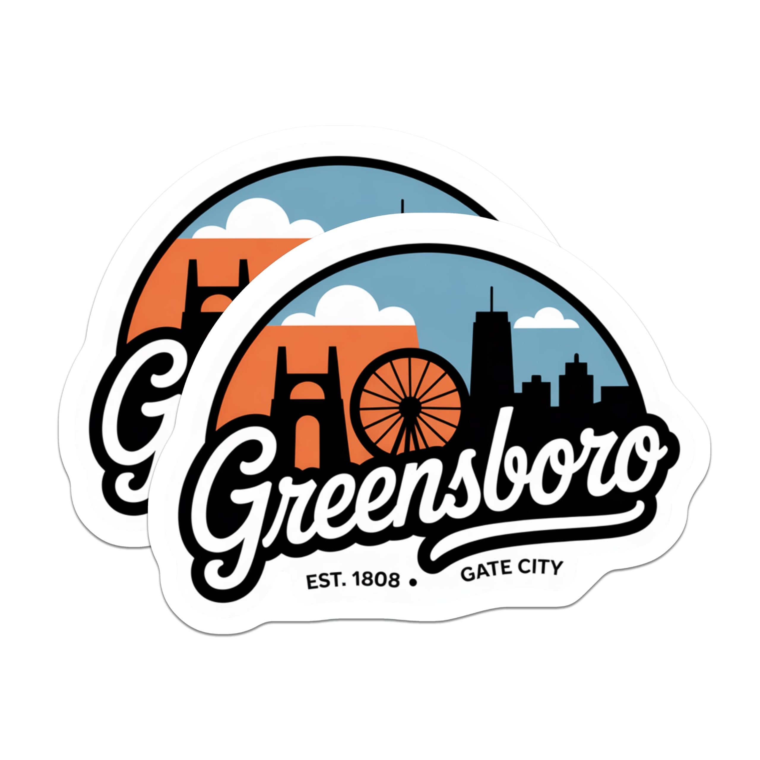 (2 Pack) Greensboro NC Magnets - Gate City - North Carolina Souvenir - 5" On Longest Side - Premium Magnet - for Cars, Refrigerators, Toolboxes, Lockers - Made in USA - MAG17917