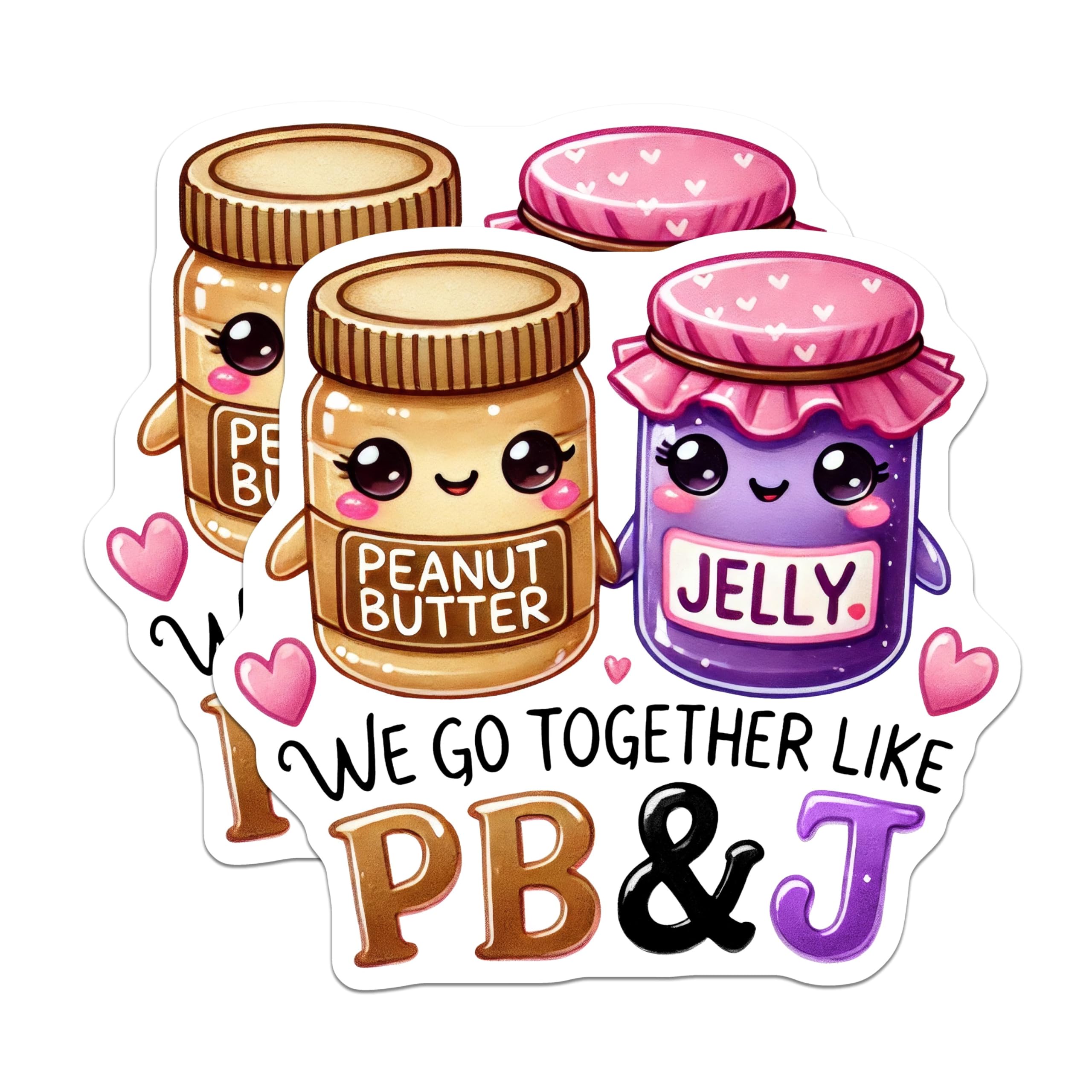 (2 Pack) Cute Foodie Magnets - Peanut Butter and Jelly Magnets - Fun Kitchen Decor Magnets - 5" On Longest Side - for Cars, Refrigerators, Toolboxes, Lockers - Made in USA MAG3543