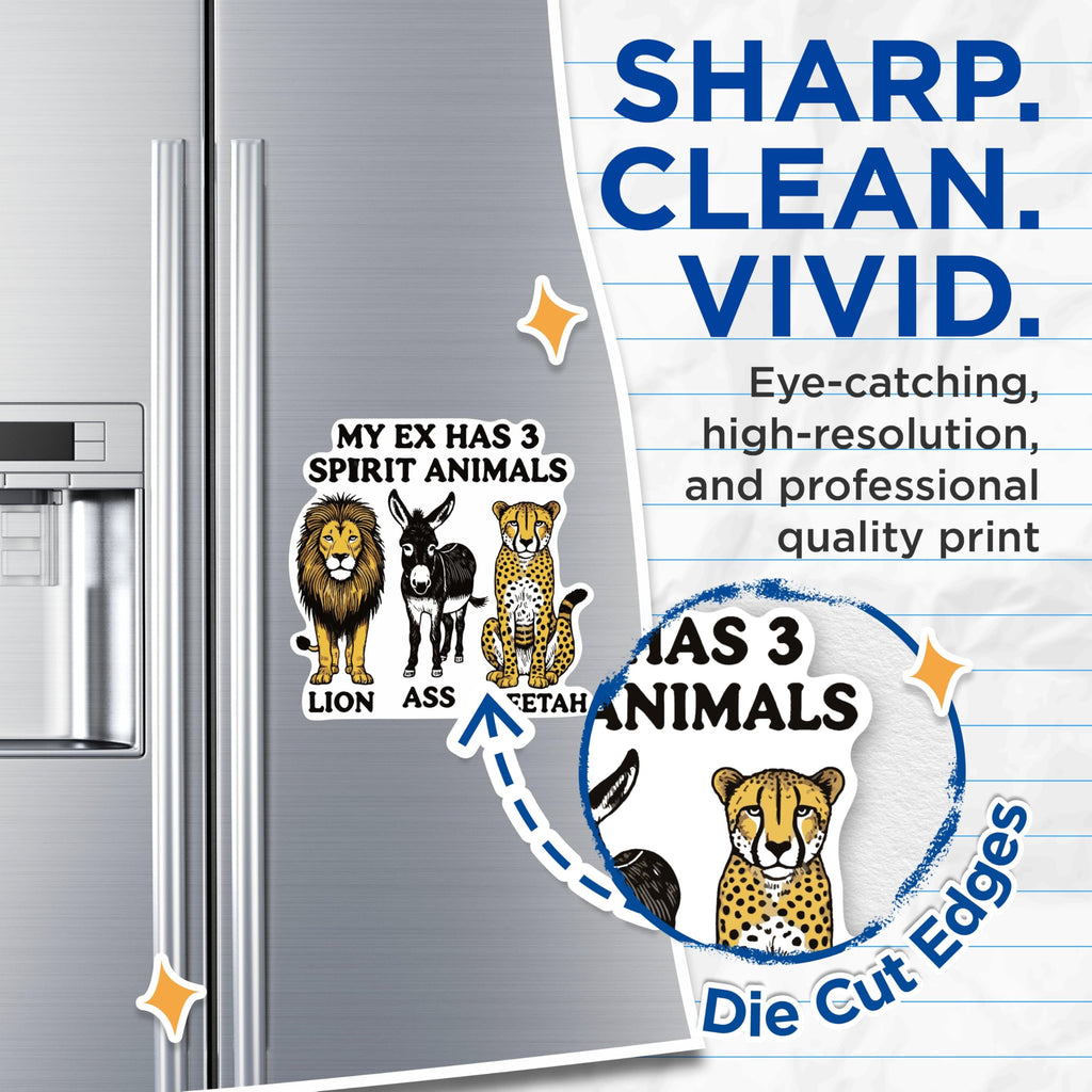 (2 Pack) My Ex Has 3 Spirit Animals Lion Ass Cheetah Magnets - Funny Sarcastic Magnet - 5 Inches On Longest Side - Premium Magnet - for Cars, Refrigerators, Toolboxes - Made in USA - MAG2089