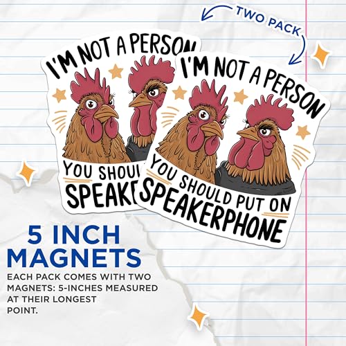 (2 Pack) Funny Chicken Magnets - Kitchen ation - Cute Farmhouse - Novelty Fridge Magnets - Hilarious Animal Art - 5" On Longest Side - for Cars, Fridges, Toolboxes - Made in USA - MAG4552