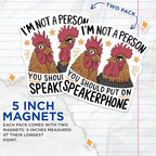 (2 Pack) Funny Chicken Magnets - Kitchen ation - Cute Farmhouse - Novelty Fridge Magnets - Hilarious Animal Art - 5" On Longest Side - for Cars, Fridges, Toolboxes - Made in USA - MAG4552
