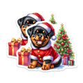 (2 Pack) Rottweiler Christmas Magnets - Cute Puppy Holiday Decor - Festive Pet Lover Kitchen Accent - 5 Inches On Longest Side - Thick Durable Magnet - Made in USA - MAG25623