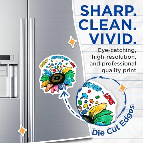 (2 Pack) Accept Understand Love Magnets - Sunflower Puzzle Piece - Inspirational Autism Awareness - 5" On Longest Side - for Cars, Refrigerators, Toolboxes, Lockers - Made in USA BMCS3348