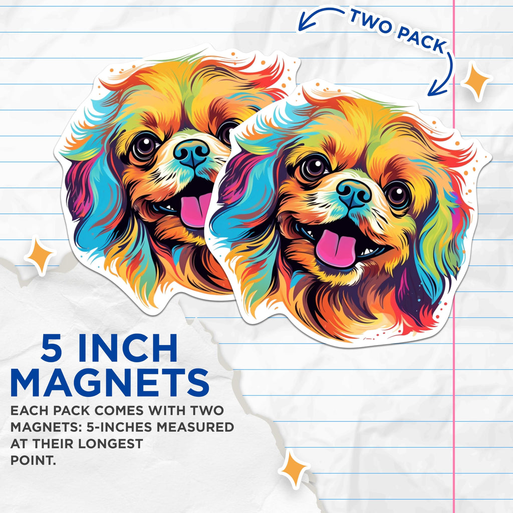 (2 Pack) Pekingese Dog Breed Magnets - 5 Inches On Longest Side - Choose from Over 100 Dog Breeds - for Cars, Refrigerators, Toolboxes - Made in USA - MAG1915