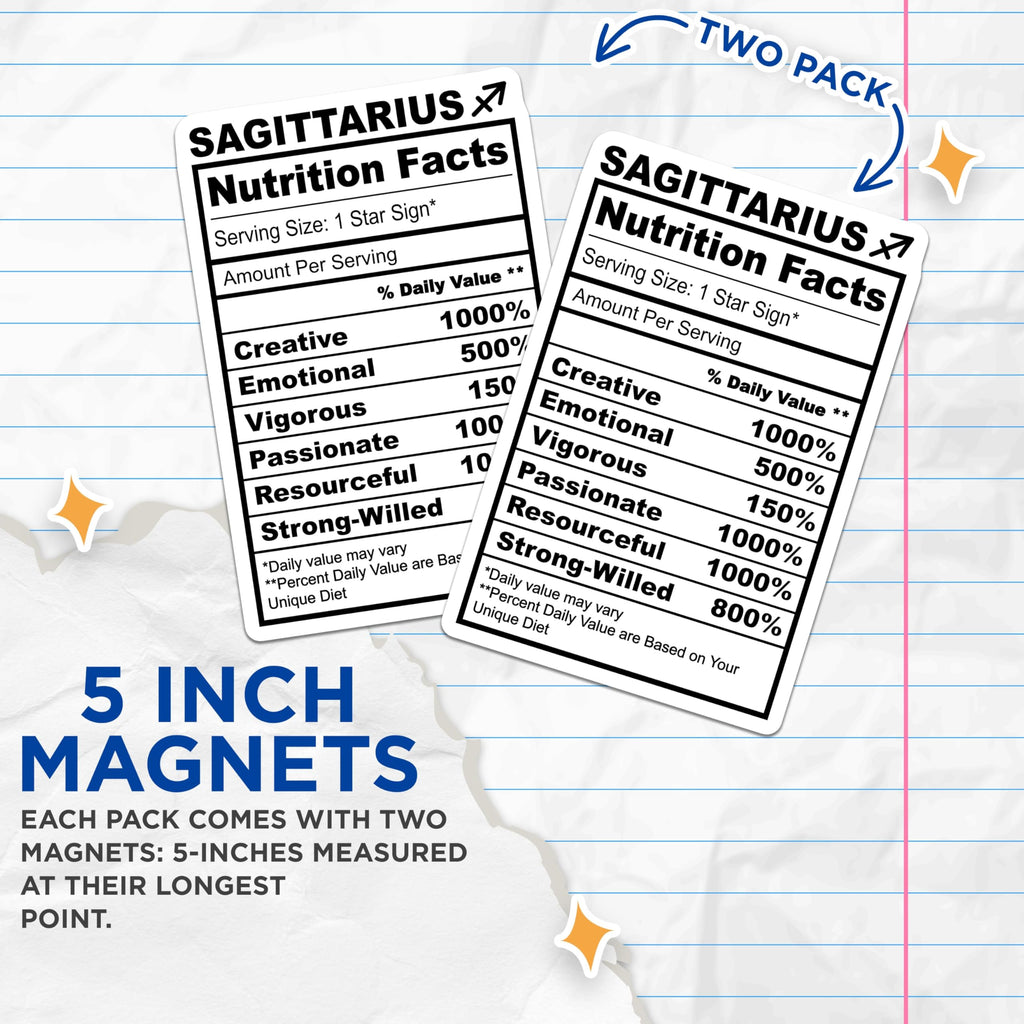 (2 Pack) Sagittarius Magnets - Zodiac Sign Decor - Astrology Symbol Magnet - 5" On Longest Side - Premium Magnet - for Cars, Refrigerators, Toolboxes, Lockers - Made in USA - MAG14790