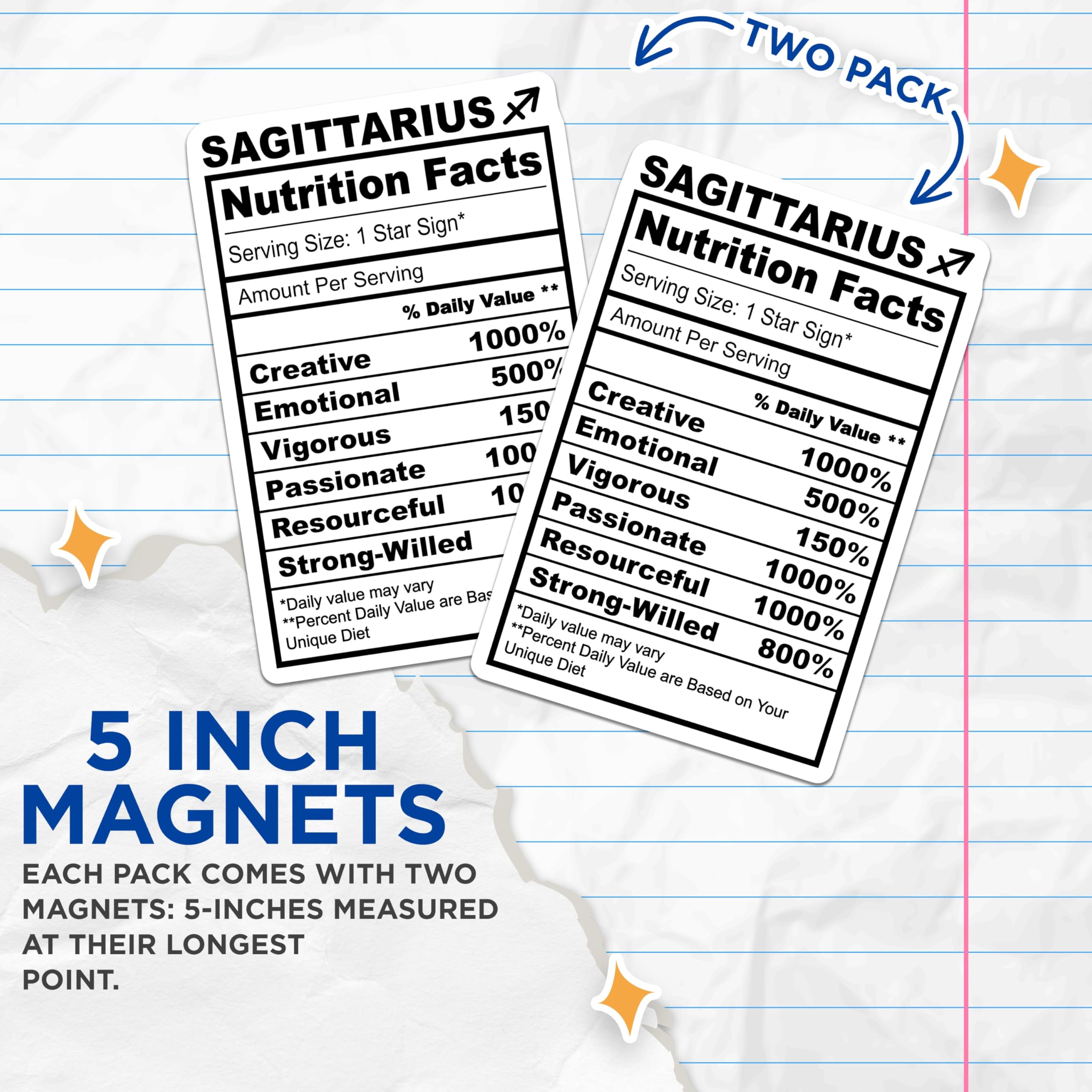 (2 Pack) Sagittarius Magnets - Zodiac Sign Decor - Astrology Symbol Magnet - 5" On Longest Side - Premium Magnet - for Cars, Refrigerators, Toolboxes, Lockers - Made in USA - MAG14790
