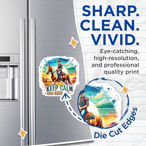 (2 Pack) Keep Calm and Ride On Magnets - Equestrian Decor - Cowboy Art - Horse Lover Magnets - Western Decor - 5" On Longest Side - for Cars, Fridges, Toolboxes - Made in USA - MAG6651