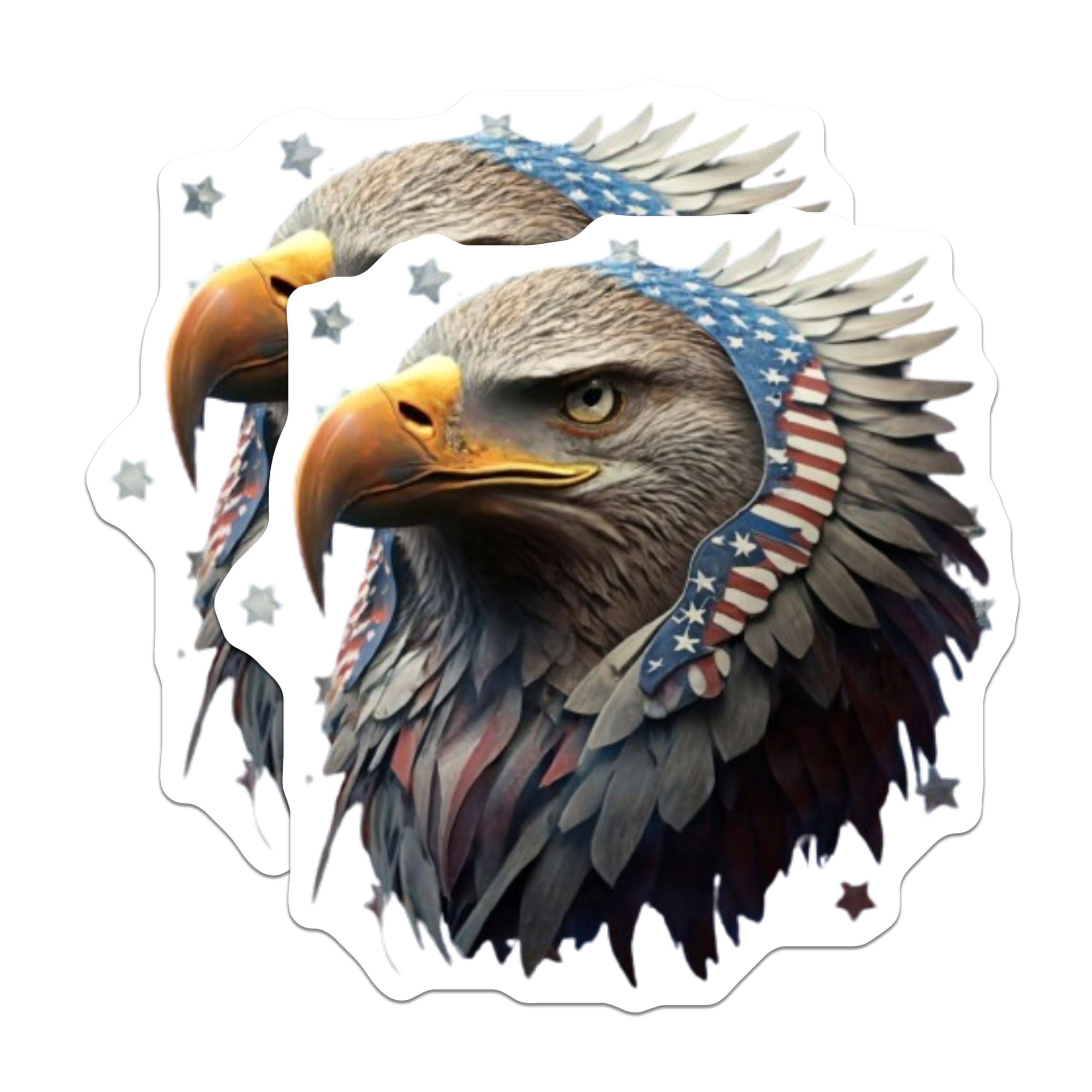 (2 Pack) American Bald Eagle Magnets - Patriotic USA Flag Bird Art - National Symbol Fridge Decoration - Independence Day - 5 Inches On Longest Side - Thick Durable Magnet - Made in USA - MAG22336