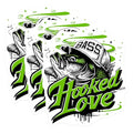 (3 Pack) Bass Fishing Decals - Hooked Love - Angler Decals - 3 Inches On Longest Side - Easy Peel & Apply - Made in USA - 3MCS2269