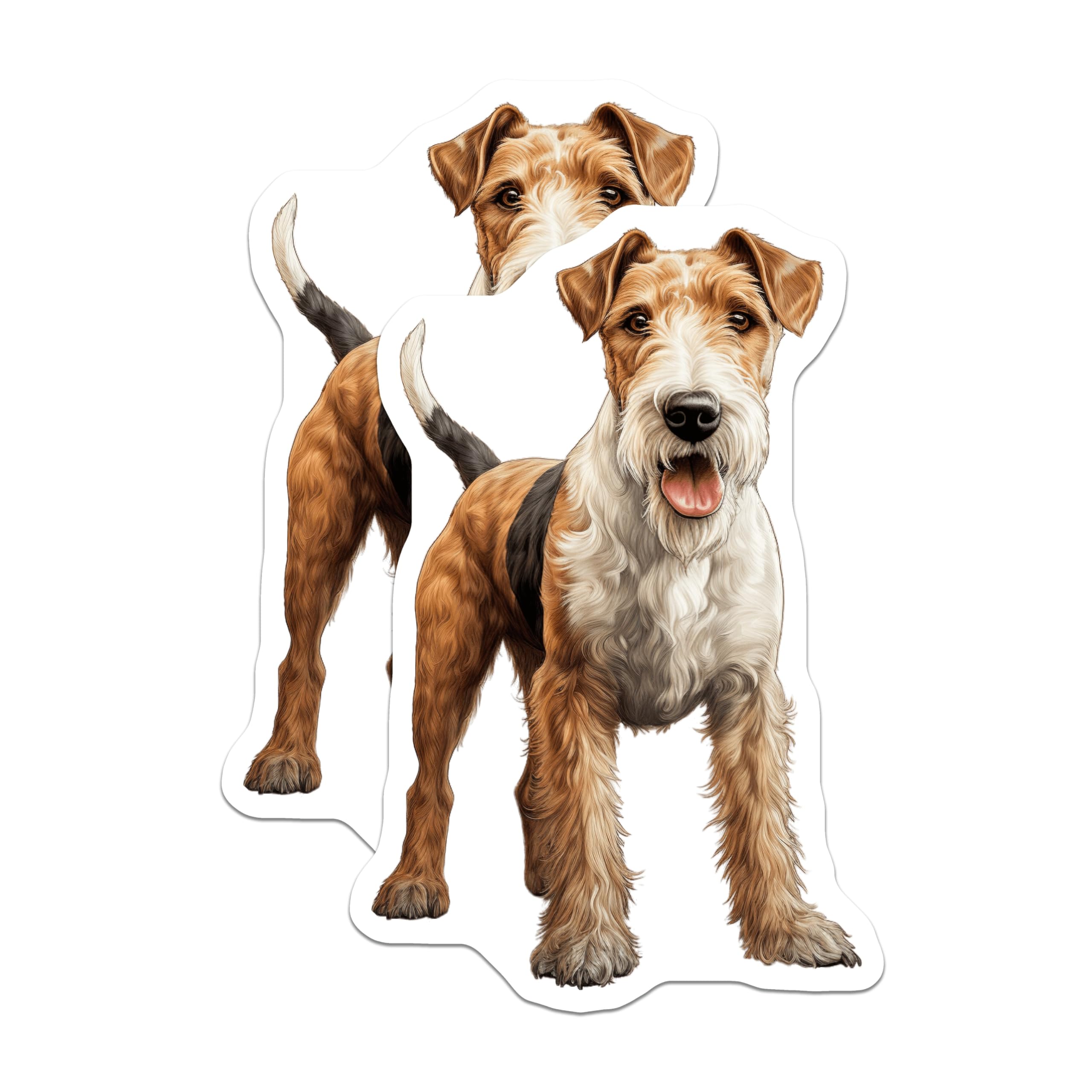 (2 Pack) Wire Fox Terrier Magnets - Dog Lover Decor - Pet Owner Display - Terrier Breed Art - Animal Magnet - Dog Portrait - 5 Inches On Longest Side - Thick Durable Magnet - Made in USA - MAG26575