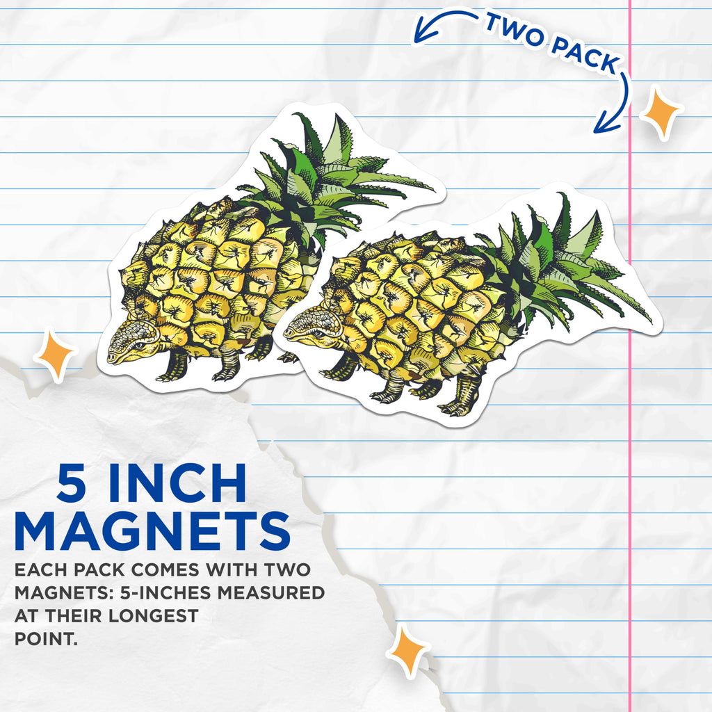 (2 Pack) Pineapple Turtle Magnets - Quirky Fridge Decor - Tropical Fantasy Magnets - 5" On Longest Side - Premium Magnet - for Cars, Refrigerators, Toolboxes, Lockers - Made in USA - MAG16930