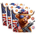 (3 Pack) Patriotic Highland Cow Decals - American Flag - Independence Day Decals- 3 Inches On Longest Side - Easy Peel & Apply - Made in USA - 3MCS5126