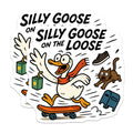 (2 Pack) Silly Goose On The Loose Magnets - Humorous Cartoon Animal Refrigerator Magnet - Skateboard Goose Cat Mailbox Scene - 5 Inches On Longest Side - Thick Durable Magnet - Made in USA - MAG22215