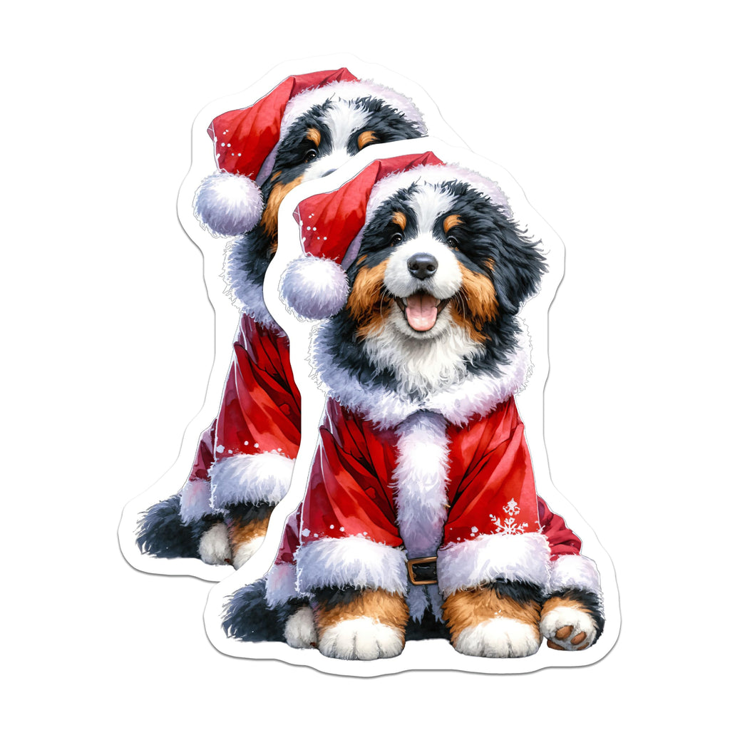 (2 Pack) Bernese Mountain Dog Magnets - Christmas Dog Decor - Santa Puppy Holiday - 5 Inches On Longest Side - Thick Durable Magnet - Made in USA - MAG27224