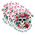 (3 Pack) Sugar Skull Decals - Floral Skull - Bit of a Mess Decals - 3 Inches On Longest Side - Easy Peel & Apply - Made in USA - 3MCS6158