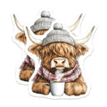(2 Pack) Highland Cow Magnets - Cozy Winter Decor - Farm Animal Kitchen Accent - Refrigerator Locker Accessory - 5 Inches On Longest Side - Thick Durable Magnet - Made in USA - MAG39598