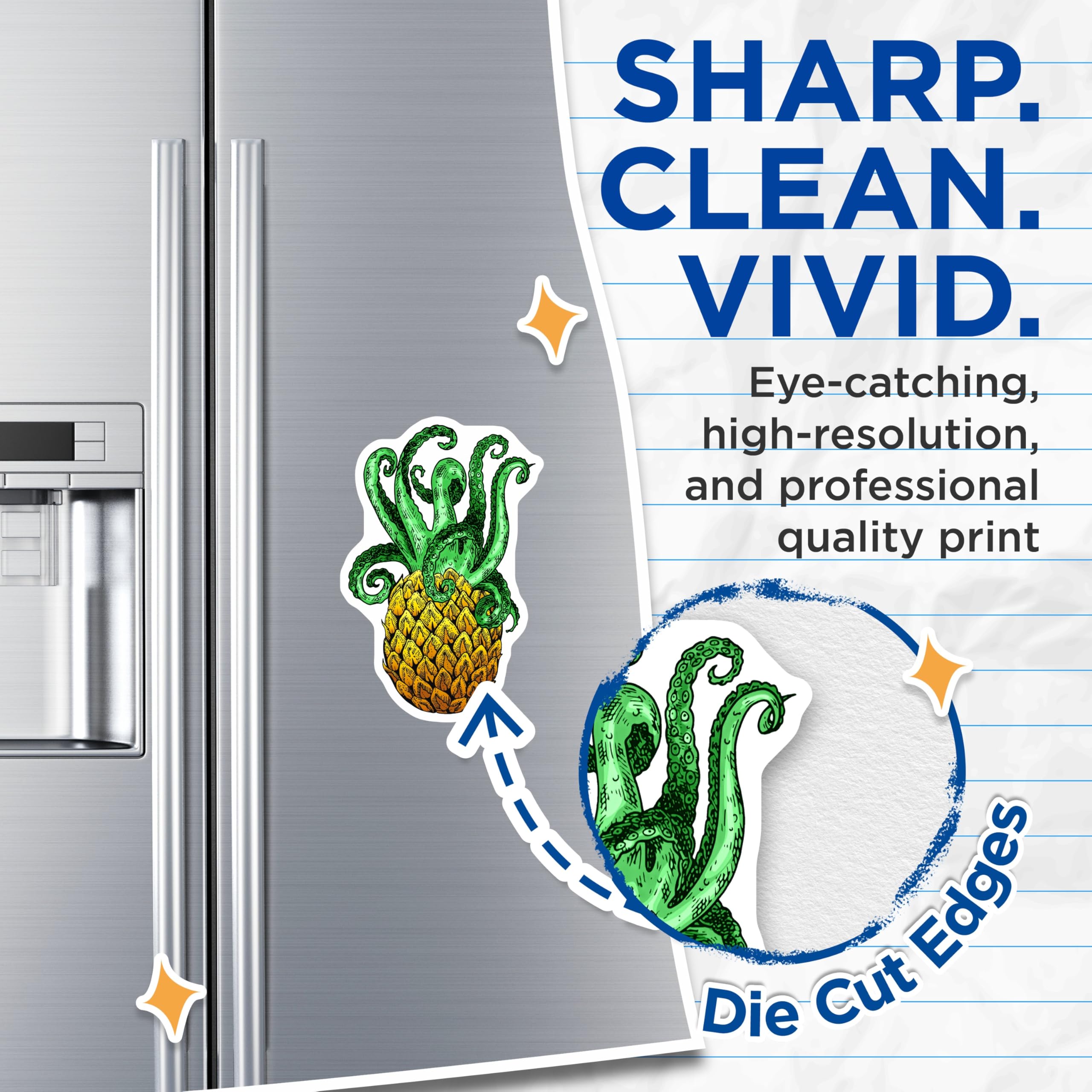 (2 Pack) Pineapple Tentacle Magnets - Quirky Home Accents - Fridge Magnets Kitchen Decor - 5" On Longest Side - Premium Magnet - for Cars, Refrigerators, Toolboxes, Lockers - Made in USA - MAG17064