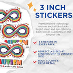 (3 Pack) Autism Awareness Decals - Rainbow Infinity Symbol - Autism Love and Acceptance - 3 Inches On Longest Side - Easy Peel & Apply - Made in USA - 3MCS8457