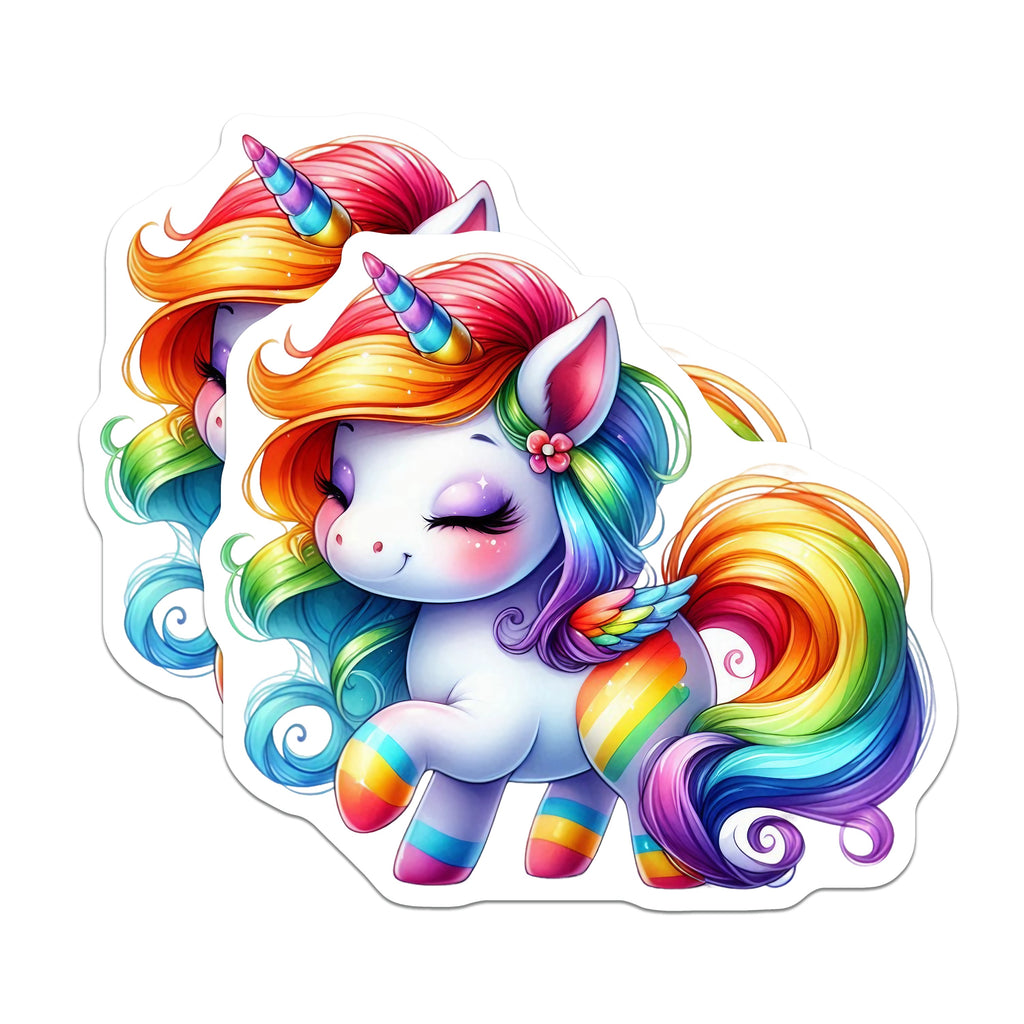(2 Pack) Rainbow Unicorn Magnets - Cute Kawaii Fantasy Decor - Magical Kids Room Locker Fridge Decor - 5 Inches On Longest Side - Thick Durable Magnet - Made in USA - MAG36005