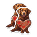 (2 Pack) Chocolate Dog Magnets - Retriever Magnet - Heart Magnets - 5" On Longest Side - Premium Magnet - for Cars, Refrigerators, Toolboxes, Lockers - Made in USA - MAG16604