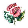 (2 Pack) Anthurium Magnets - Tropical Flower Decor - Exotic Botanical Art - 5 Inches On Longest Side - Thick Durable Magnet - Made in USA - MAG20219