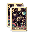 (2 Pack) Mystical Skeletal Wolf Spirit Animal Magnets - Tarot Card Style Lunar Phases - Witchy Occult Celestial Decor - 5 Inches On Longest Side - Thick Durable Magnet - Made in USA - MAG20181